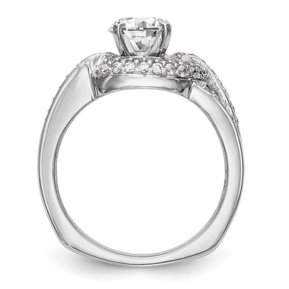 14K Weißgold Verlobungsring mit Halo aus simulierten Diamanten, Steinbesatz mit Krappen