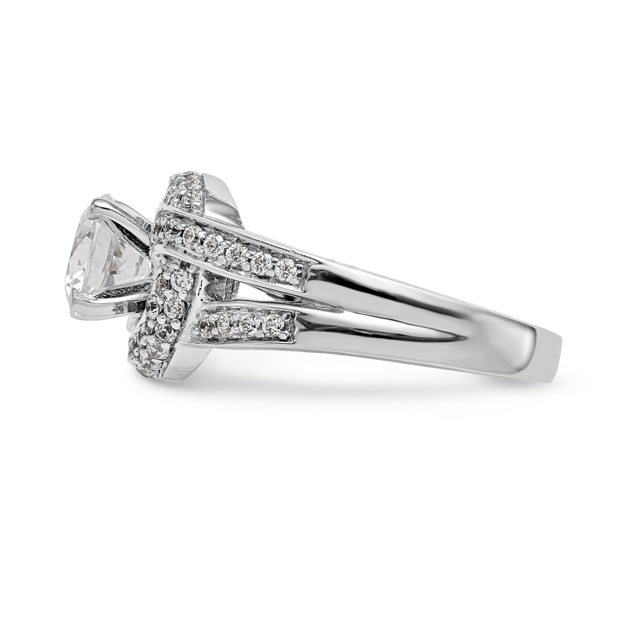 14K Weißgold Verlobungsring mit Halo aus simulierten Diamanten, Steinbesatz mit Krappen