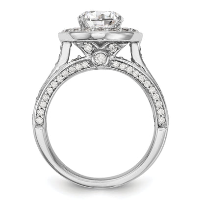 14K Weißgold Verlobungsring mit Halo aus simulierten Diamanten in Krappenfassung