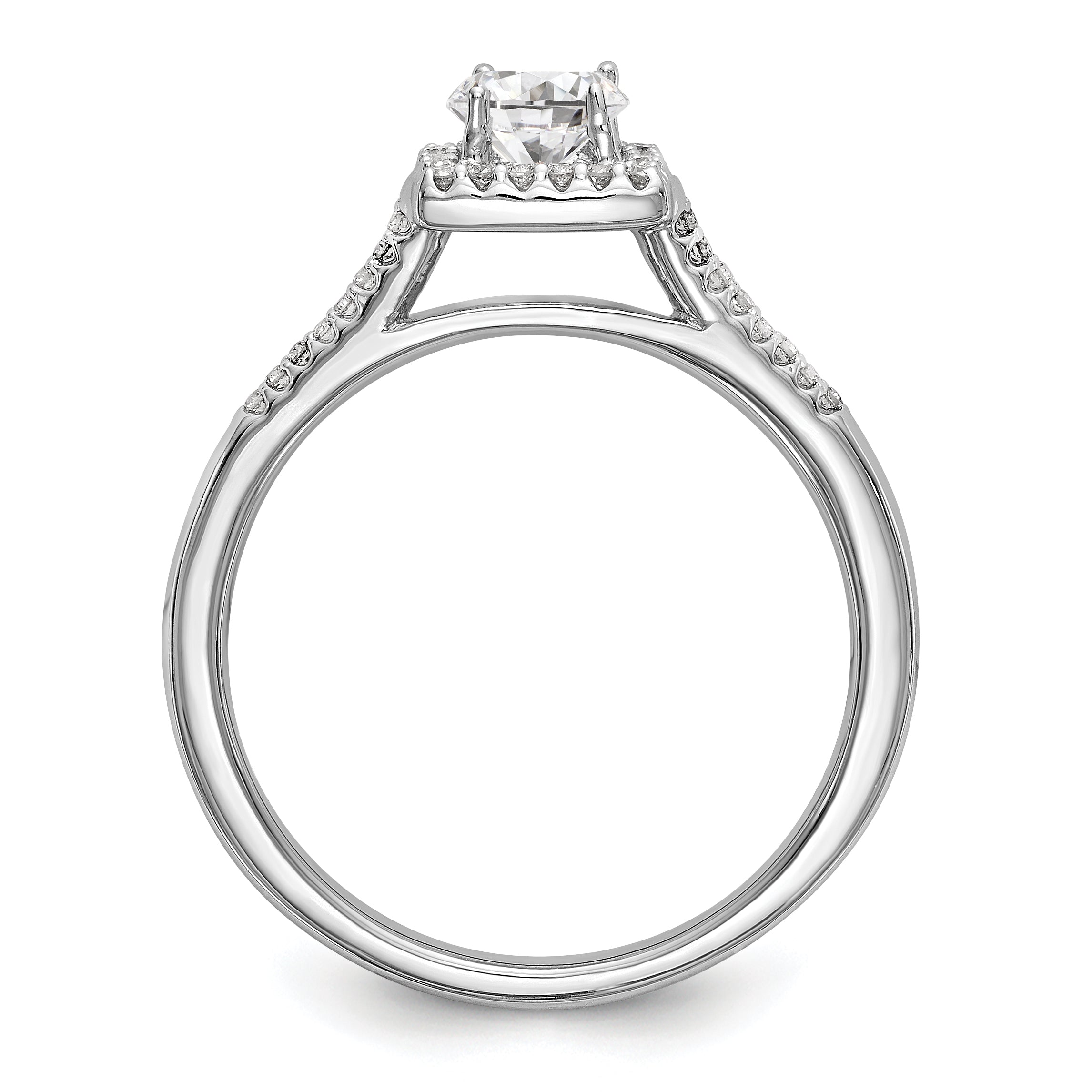 14KW Verlobungsring mit rundem simuliertem Diamanten, Halo