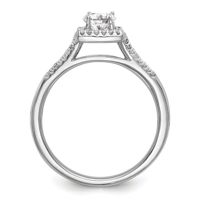 14KW Verlobungsring mit rundem simuliertem Diamanten, Halo