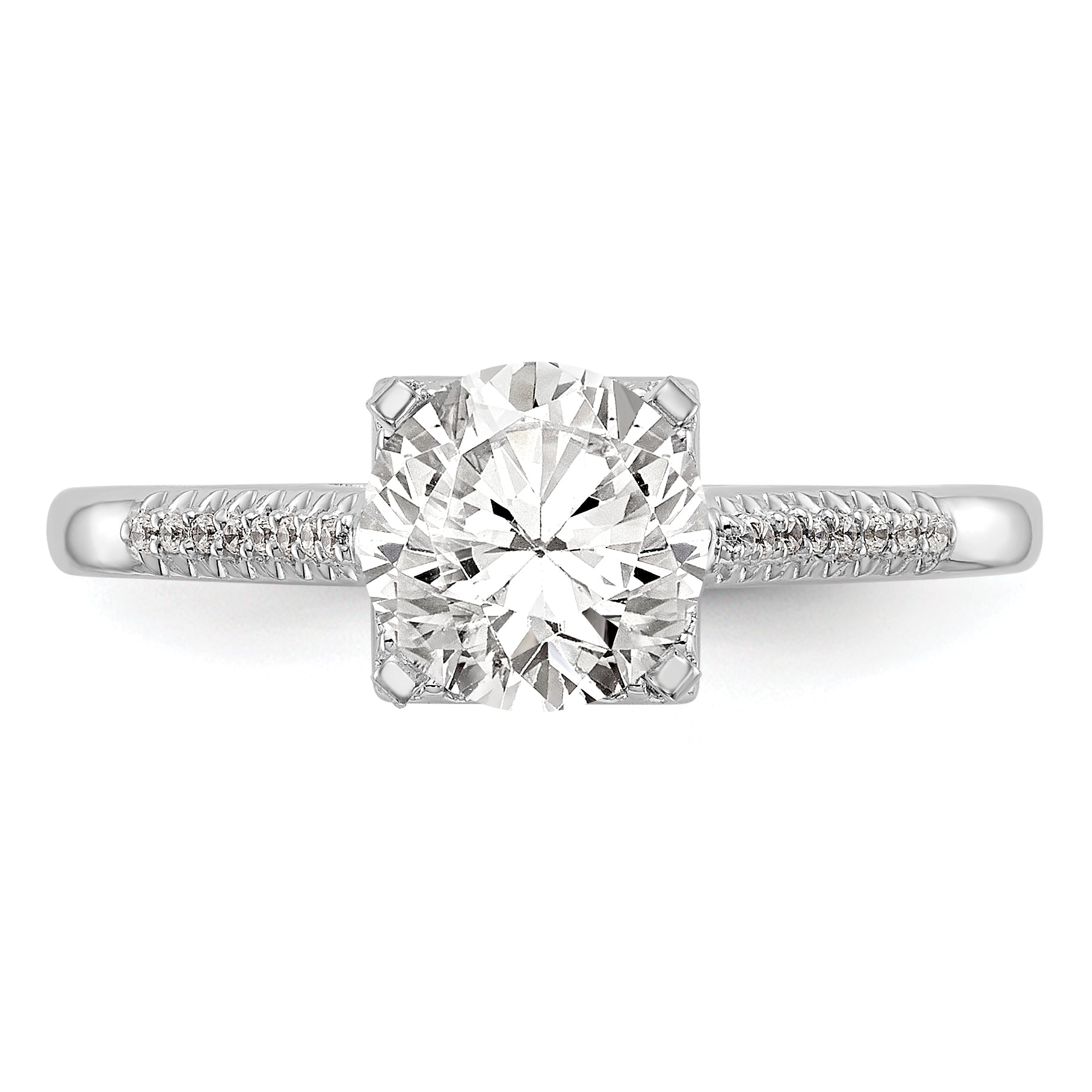 14KW Verlobungsring mit rundem simuliertem Diamanten, Halo