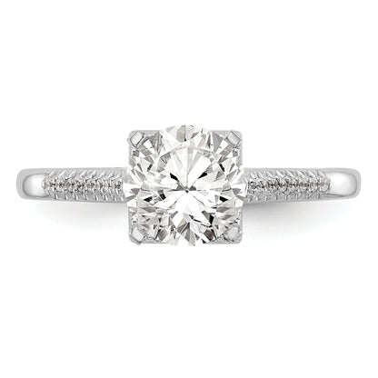 14KW Verlobungsring mit rundem simuliertem Diamanten, Halo