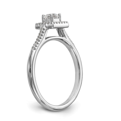 14KW Verlobungsring mit rundem simuliertem Diamanten, Halo