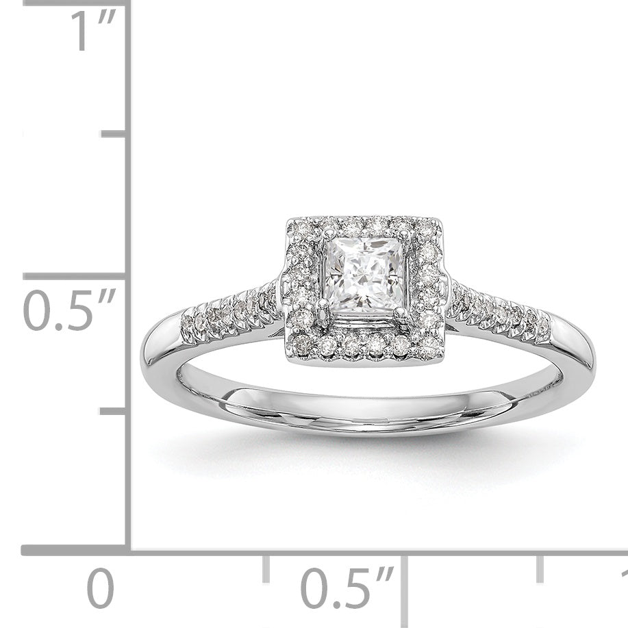14KW Verlobungsring mit rundem simuliertem Diamanten, Halo