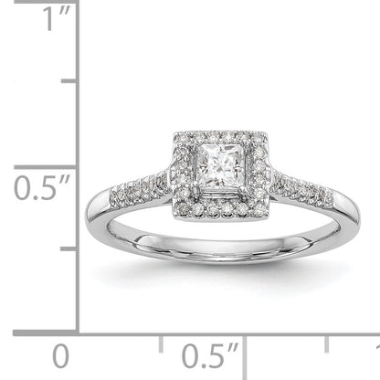 14KW Verlobungsring mit rundem simuliertem Diamanten, Halo