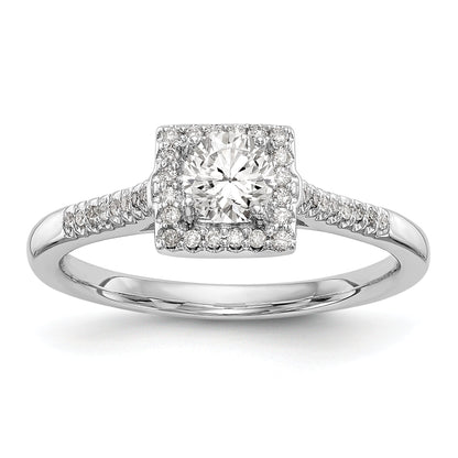 14KW Verlobungsring mit rundem simuliertem Diamanten, Halo