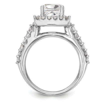 14K Weißgold Verlobungsring mit rundem simulierten Diamanten im Halo-Design