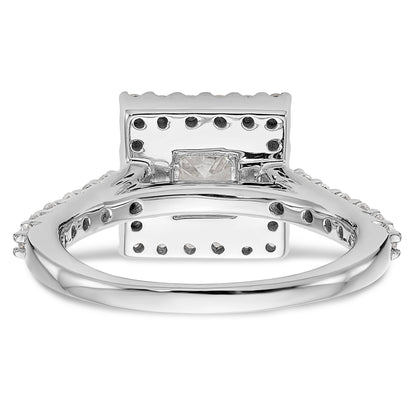 14K Weißgold Verlobungsring mit rundem simulierten Diamanten im Halo-Design