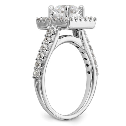 14K Weißgold Verlobungsring mit rundem simulierten Diamanten im Halo-Design