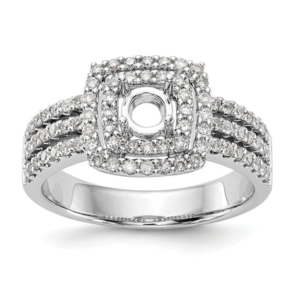 14K Weißgold Verlobungsring mit rundem simuliertem Diamanten und Kissen-Halo