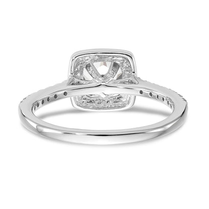 14-Karat-Weißgold-Verlobungsring mit Kissenschliff-Halo aus simulierten Diamanten und Krappenfassung
