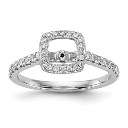 14-Karat-Weißgold-Verlobungsring mit Kissenschliff-Halo aus simulierten Diamanten und Krappenfassung