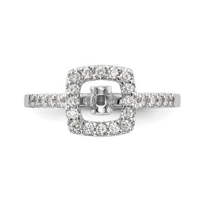 14K Weißgold Verlobungsring mit Kissenschliff-Halo aus simulierten Diamanten in Krappenfassung