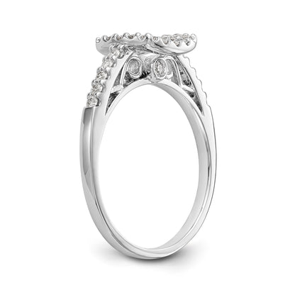 14K Weißgold Verlobungsring mit Kissenschliff-Halo aus simulierten Diamanten in Krappenfassung