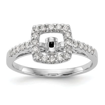 14K Weißgold Verlobungsring mit Kissenschliff-Halo aus simulierten Diamanten in Krappenfassung