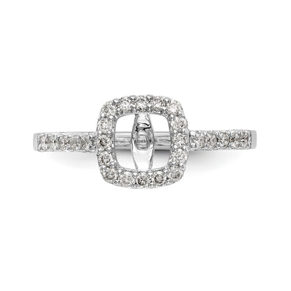 14K Weißgoldring mit Halo im Kissenschliff aus simulierten Diamanten in Krappenfassung