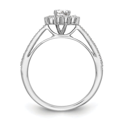 14K Weißgold Verlobungsring mit Halo und simuliertem Diamant im Kissenschliff
