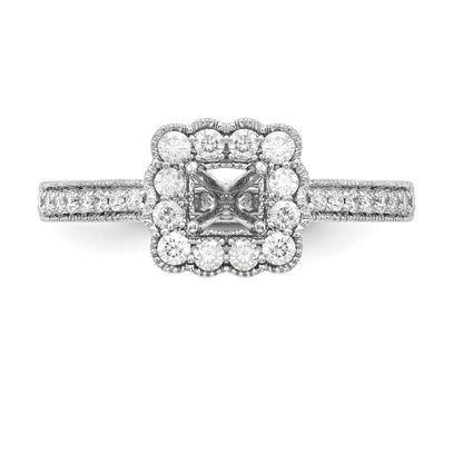 14K Weißgold Verlobungsring mit Halo und simuliertem Diamant im Kissenschliff