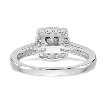 14K Weißgold Verlobungsring mit Halo und simuliertem Diamant im Kissenschliff