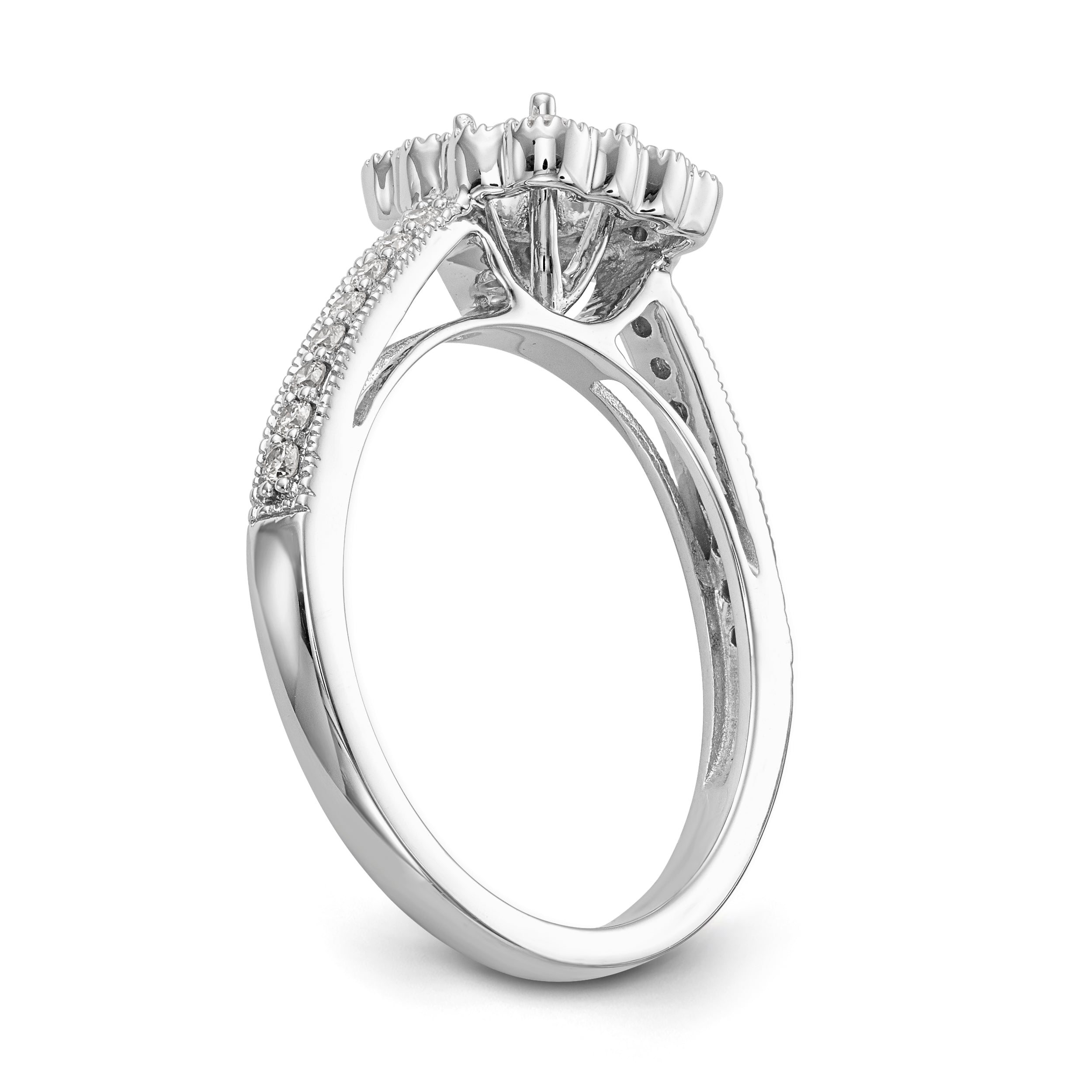 14K Weißgold Verlobungsring mit Halo und simuliertem Diamant im Kissenschliff