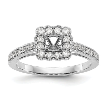14K Weißgold Verlobungsring mit Halo und simuliertem Diamant im Kissenschliff