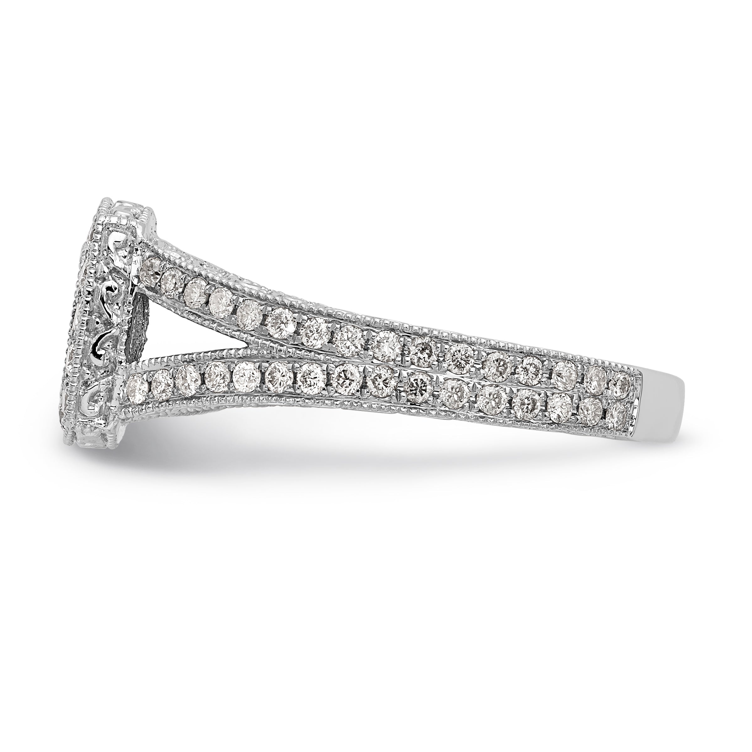 14K Weißgold Verlobungsring mit Kissenschliff-Halo und Krappen-gefassten Diamantsimulanten