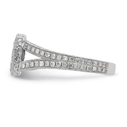 14K Weißgold Verlobungsring mit Kissenschliff-Halo und Krappen-gefassten Diamantsimulanten