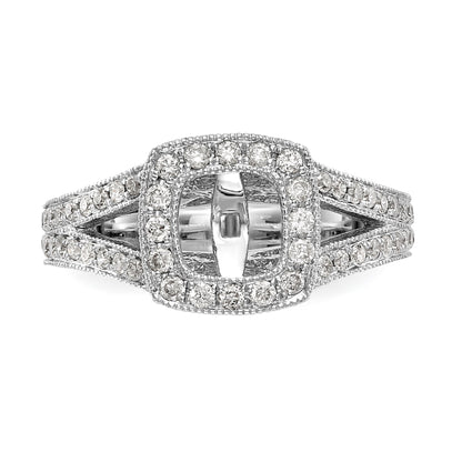 14K Weißgold Verlobungsring mit Kissenschliff-Halo und Krappen-gefassten Diamantsimulanten