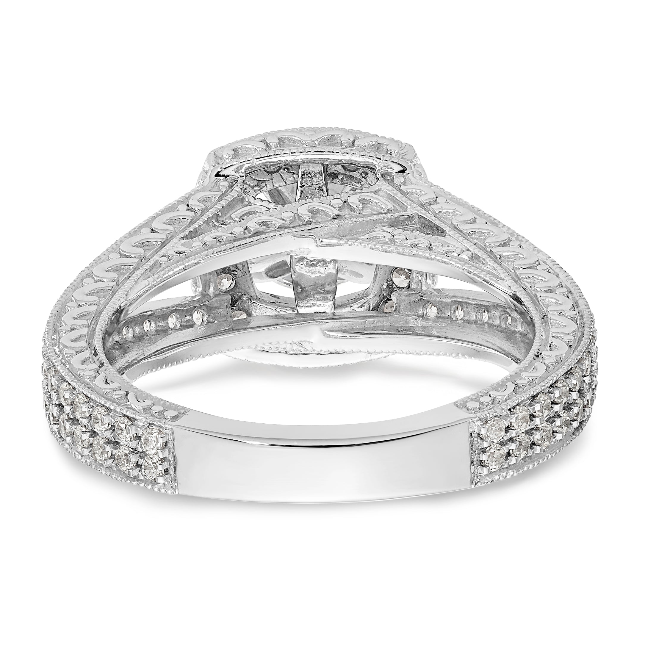 14K Weißgold Verlobungsring mit Kissenschliff-Halo und Krappen-gefassten Diamantsimulanten
