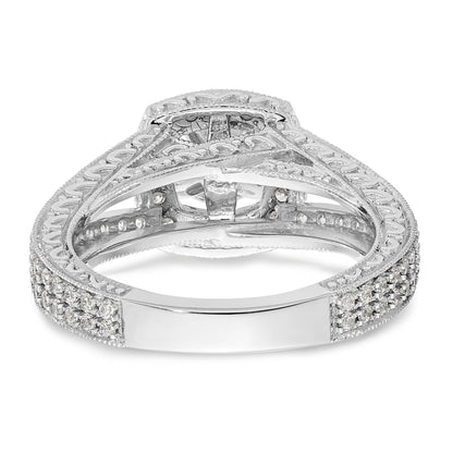 14K Weißgold Verlobungsring mit Kissenschliff-Halo und Krappen-gefassten Diamantsimulanten