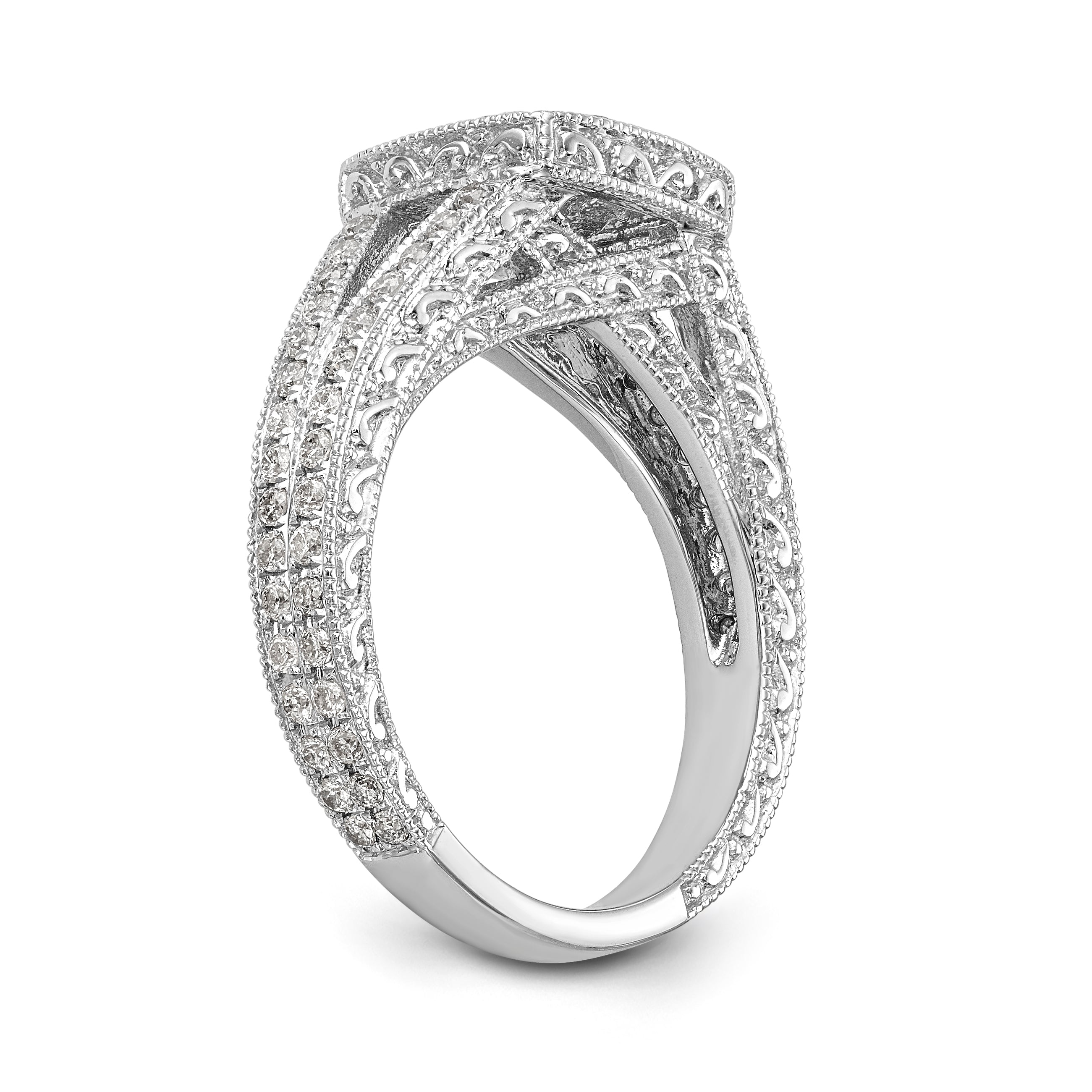 14K Weißgold Verlobungsring mit Kissenschliff-Halo und Krappen-gefassten Diamantsimulanten