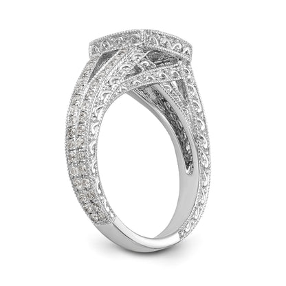 14K Weißgold Verlobungsring mit Kissenschliff-Halo und Krappen-gefassten Diamantsimulanten
