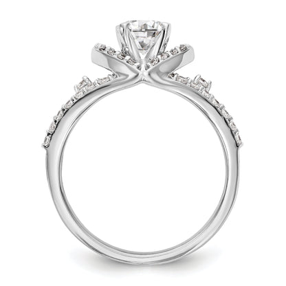 Verlobungsring aus 14K Weißgold mit Krappenfassung, simuliertem Diamant im Kissenschliff und Halo