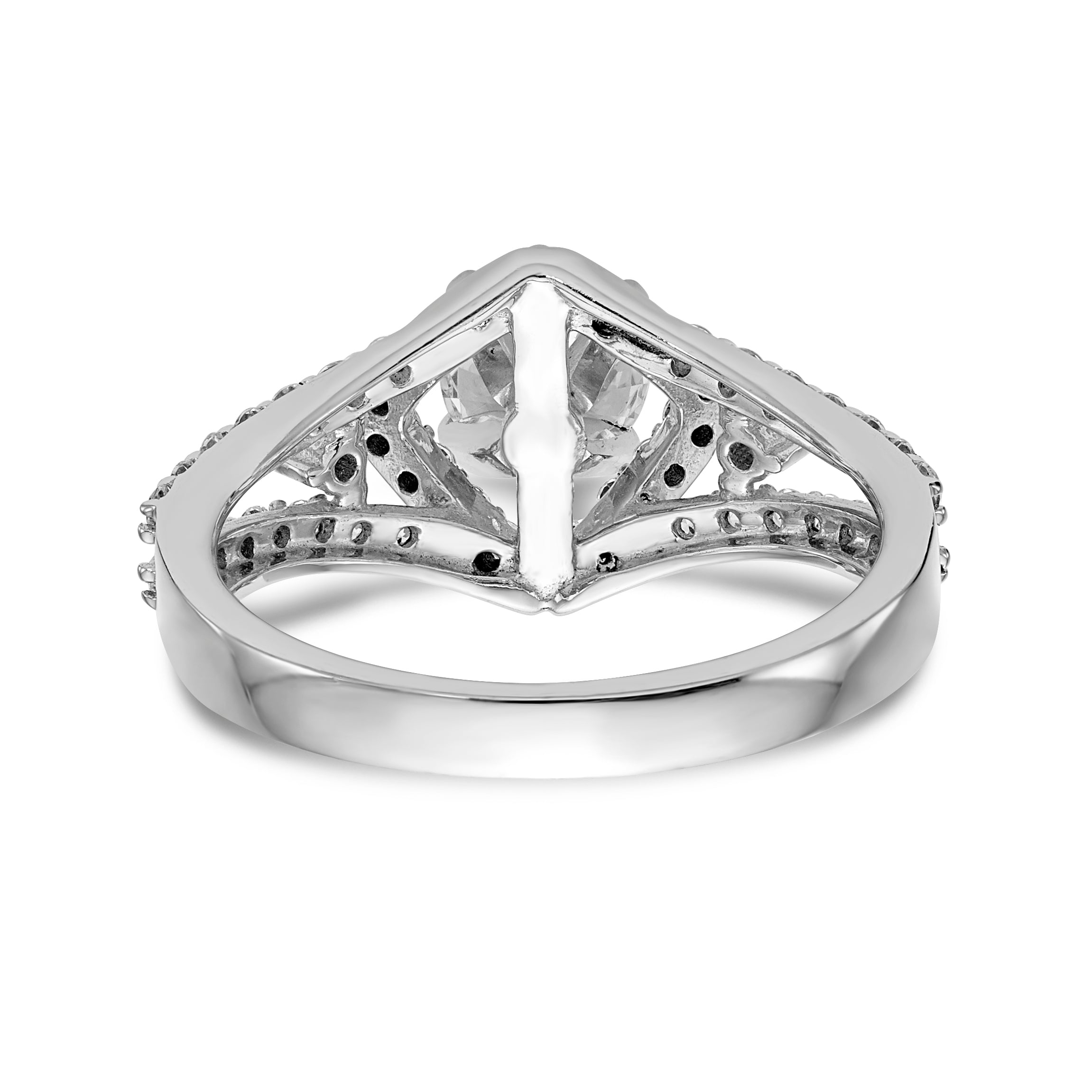 Verlobungsring aus 14K Weißgold mit Krappenfassung, simuliertem Diamant im Kissenschliff und Halo