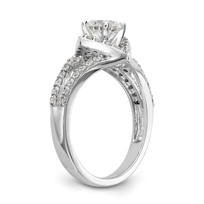 Verlobungsring aus 14K Weißgold mit Krappenfassung, simuliertem Diamant im Kissenschliff und Halo