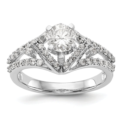 Verlobungsring aus 14K Weißgold mit Krappenfassung, simuliertem Diamant im Kissenschliff und Halo