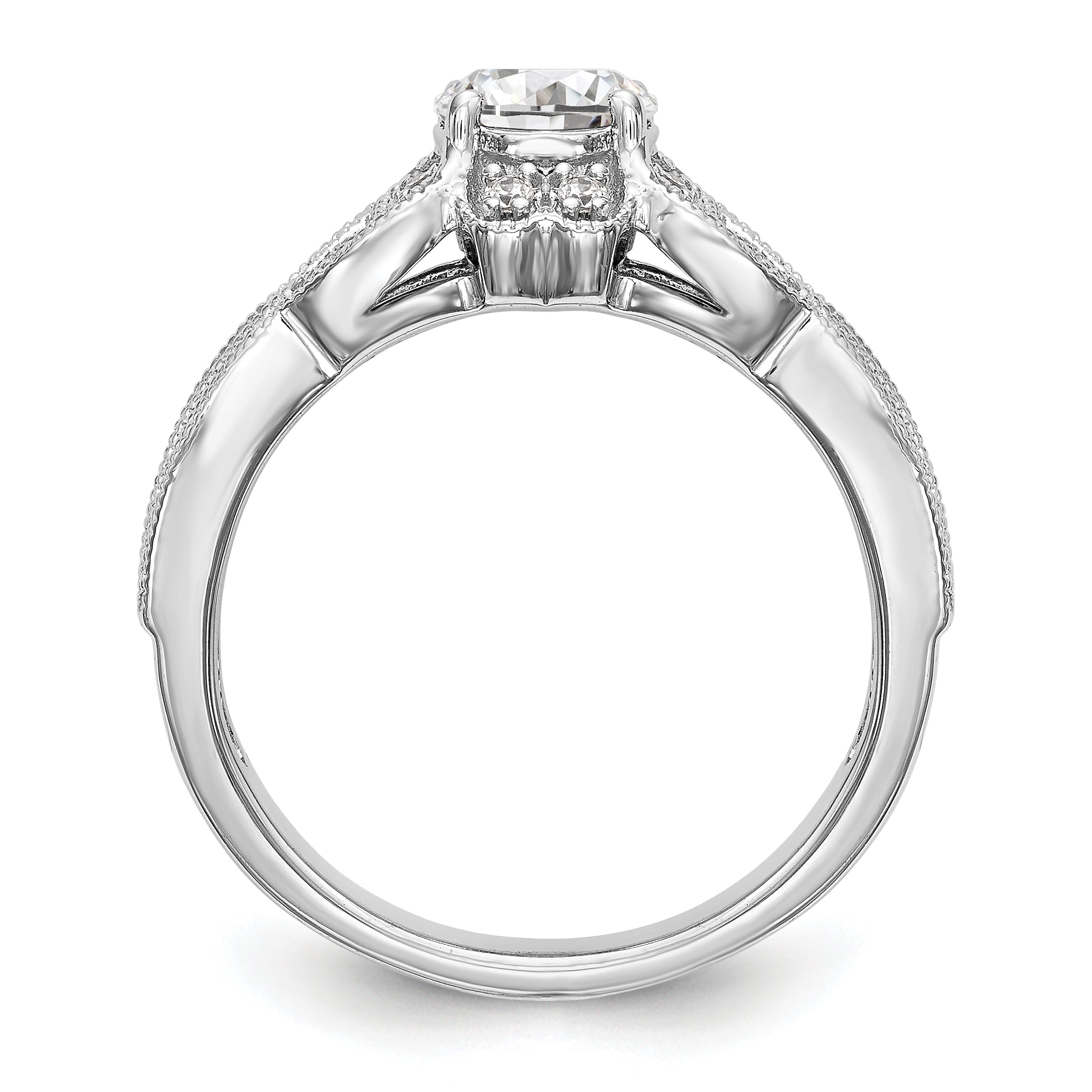 14K Weißgold Verlobungsring mit Halo aus Diamant-Simulanten