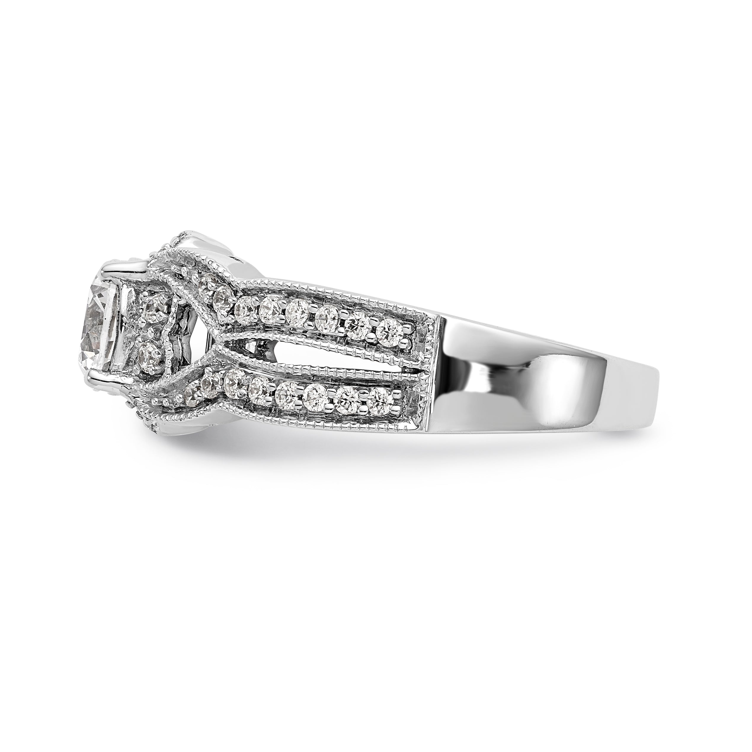 14K Weißgold Verlobungsring mit Halo aus Diamant-Simulanten