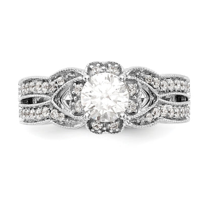 14K Weißgold Verlobungsring mit Halo aus Diamant-Simulanten