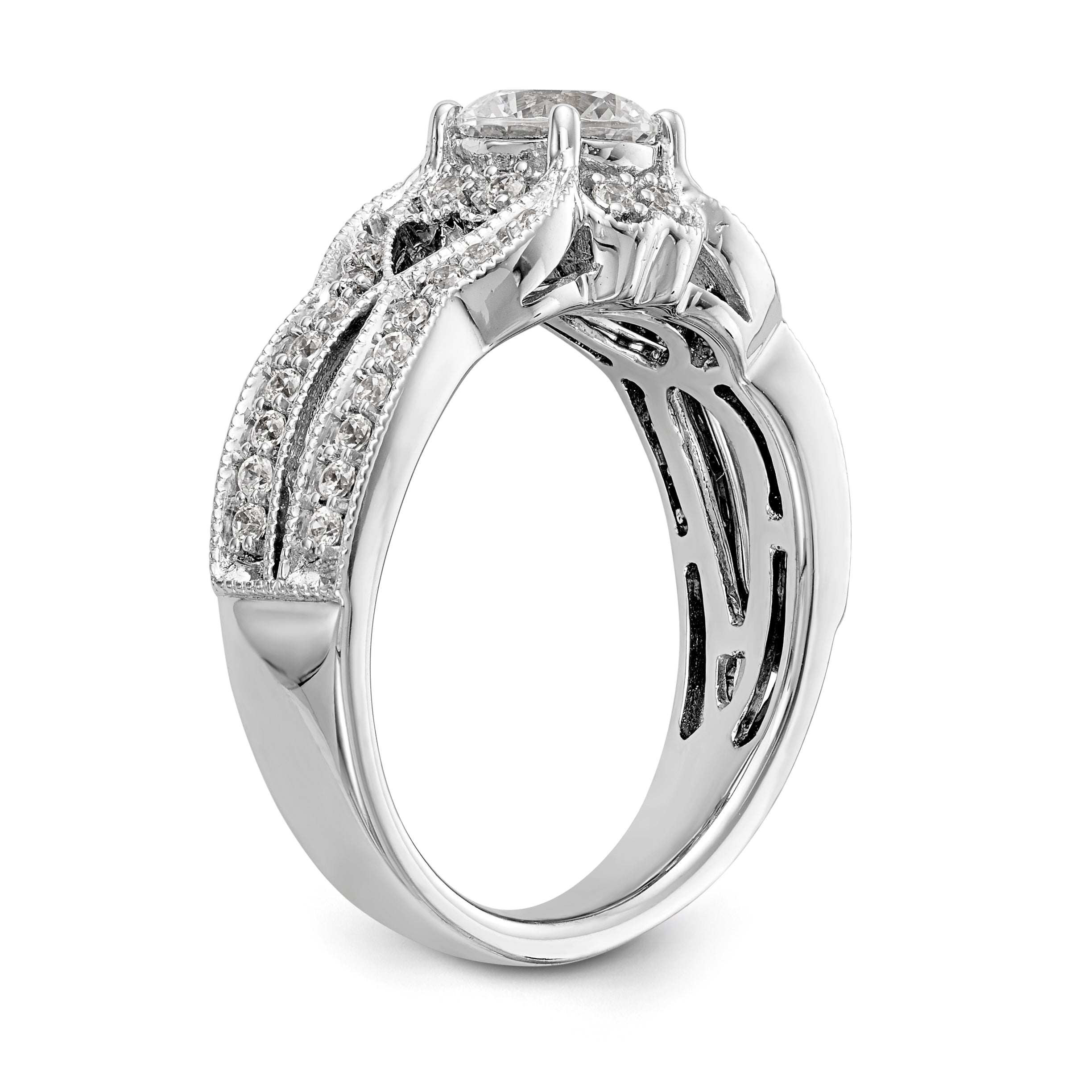14K Weißgold Verlobungsring mit Halo aus Diamant-Simulanten