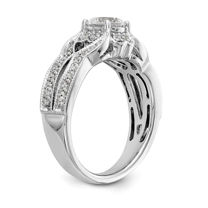 14K Weißgold Verlobungsring mit Halo aus Diamant-Simulanten