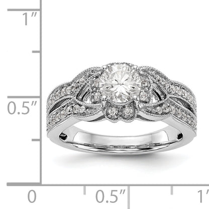 14K Weißgold Verlobungsring mit Halo aus Diamant-Simulanten