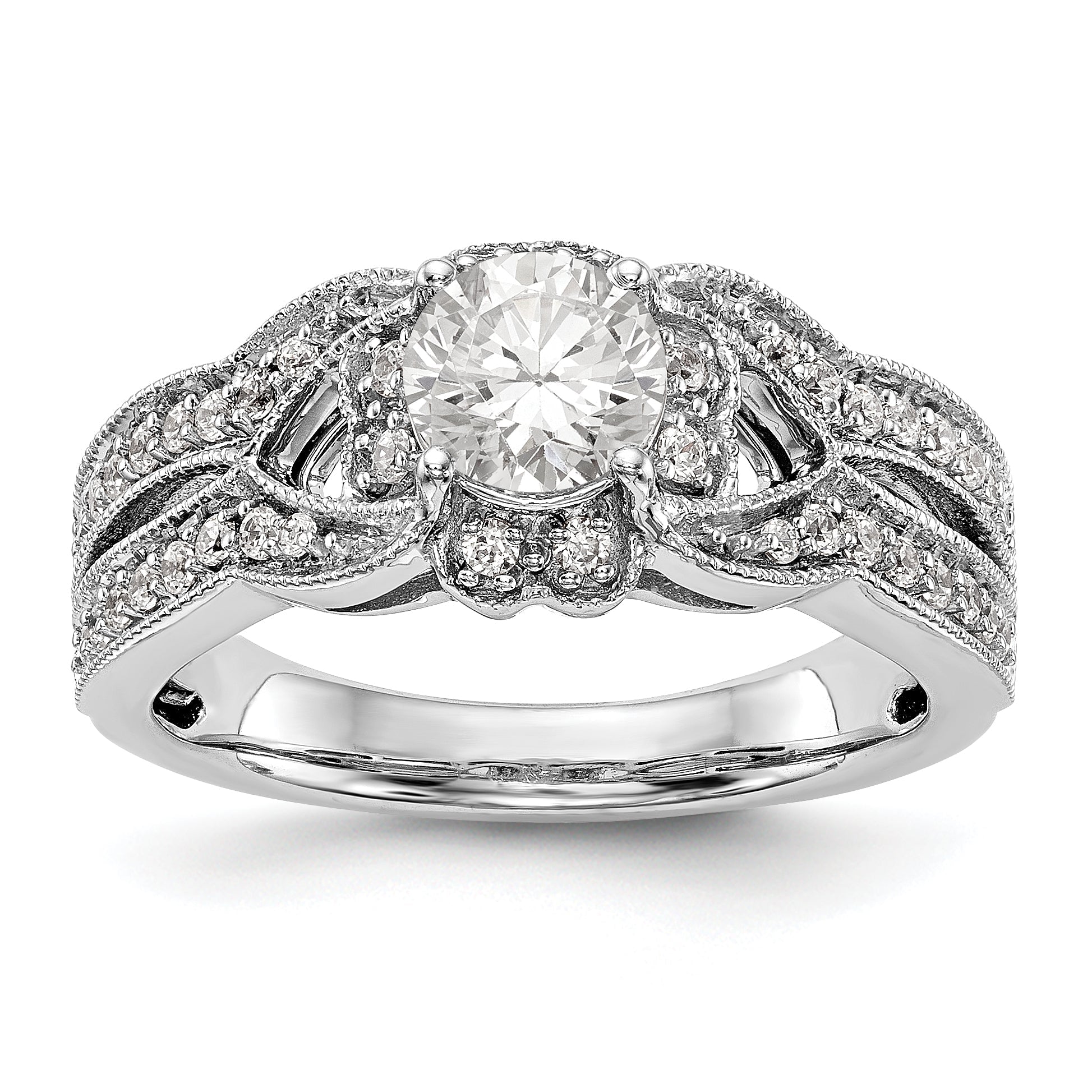 14K Weißgold Verlobungsring mit Halo aus Diamant-Simulanten