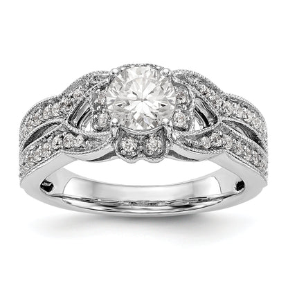 14K Weißgold Verlobungsring mit Halo aus Diamant-Simulanten