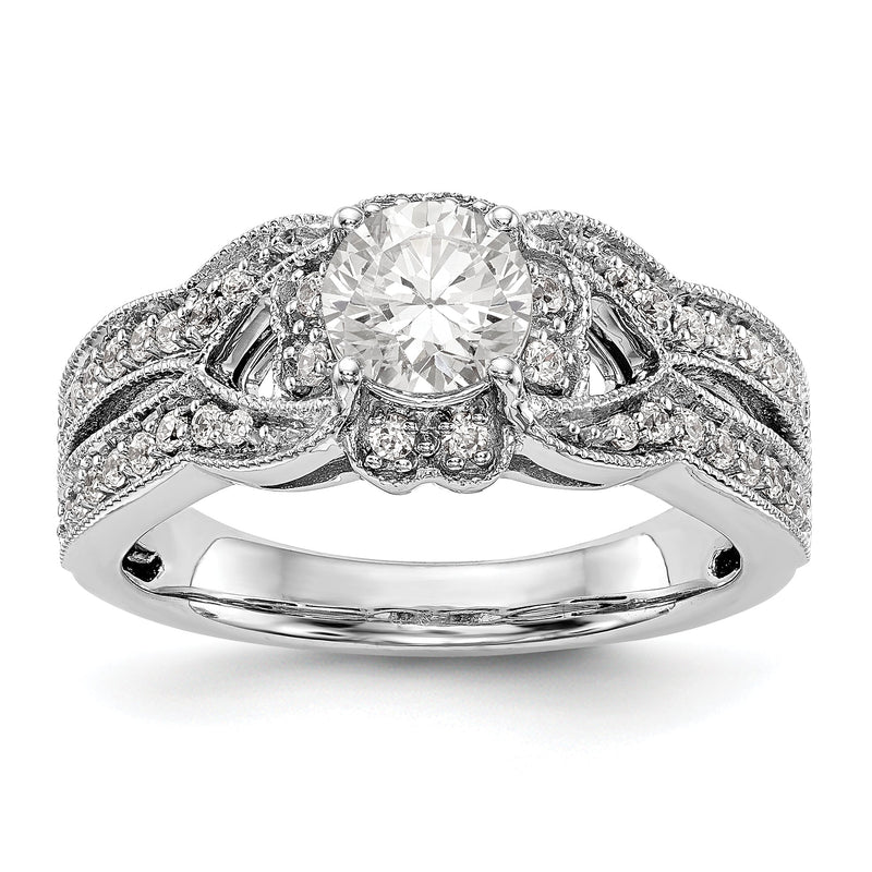 14K Weißgold Verlobungsring mit Halo aus Diamant-Simulanten