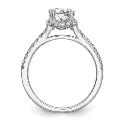 14K Weißgold Verlobungsring mit rundem simuliertem Diamanten und Halo