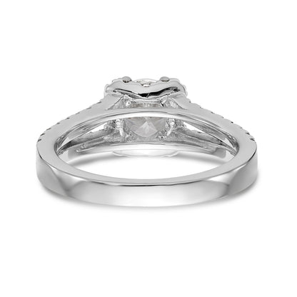 14K Weißgold Verlobungsring mit rundem simuliertem Diamanten und Halo