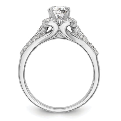 14K Weißgold Verlobungsring mit Halo aus simuliertem Diamant, Krappenfassung