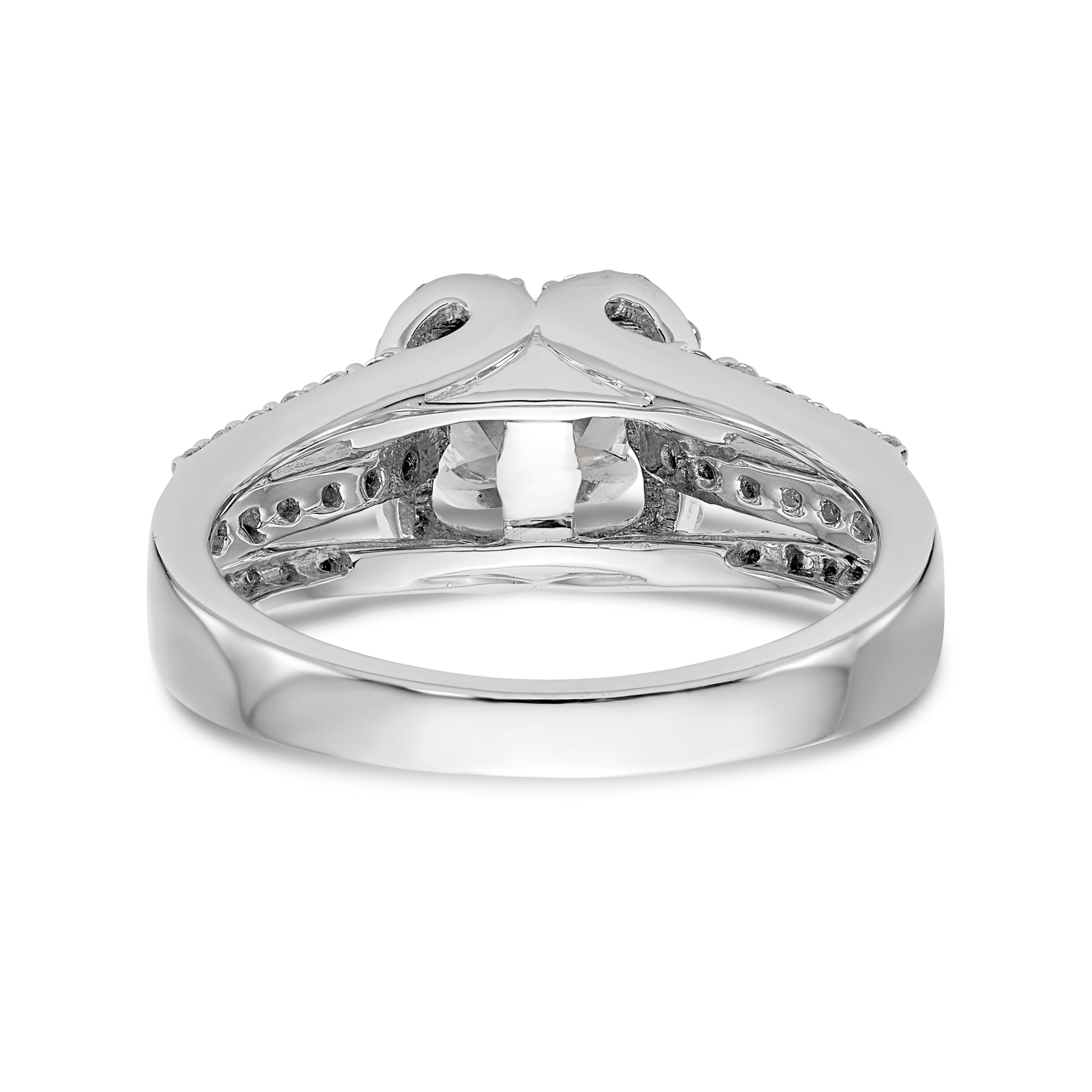 14K Weißgold Verlobungsring mit Halo aus simuliertem Diamant, Krappenfassung